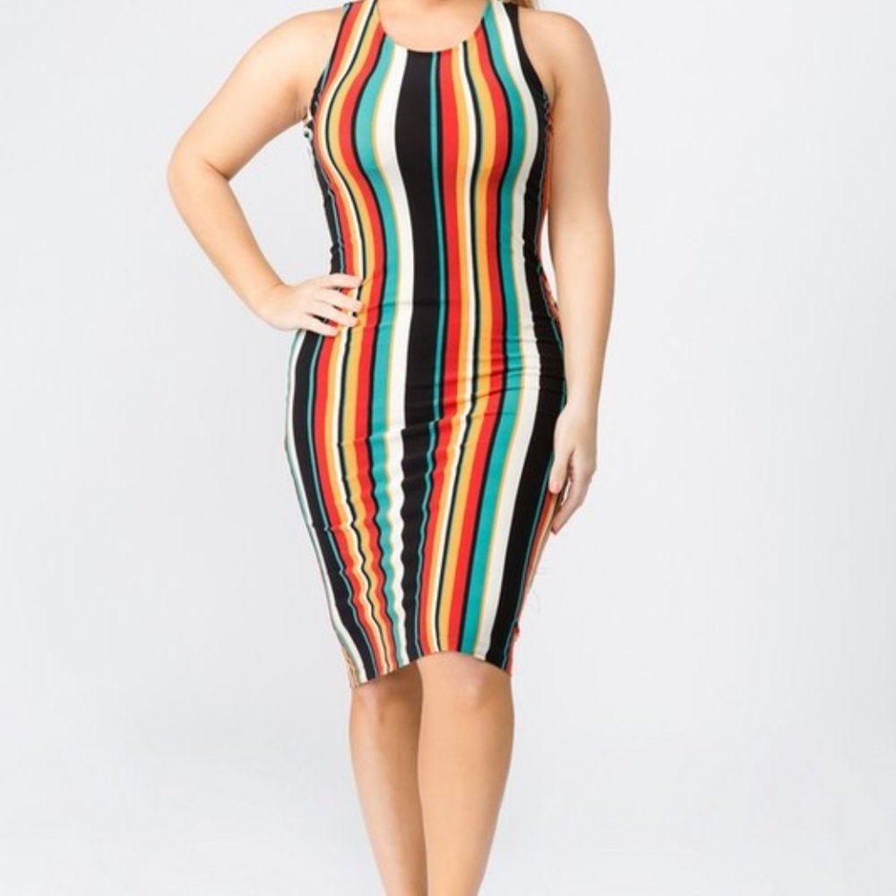 Multi Color Striped Bodycon Dress